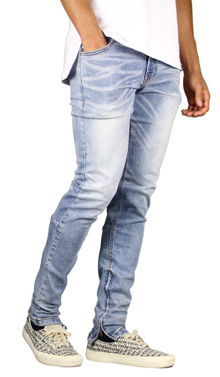 M.Blue Stack Zipper Jeans - Image 4