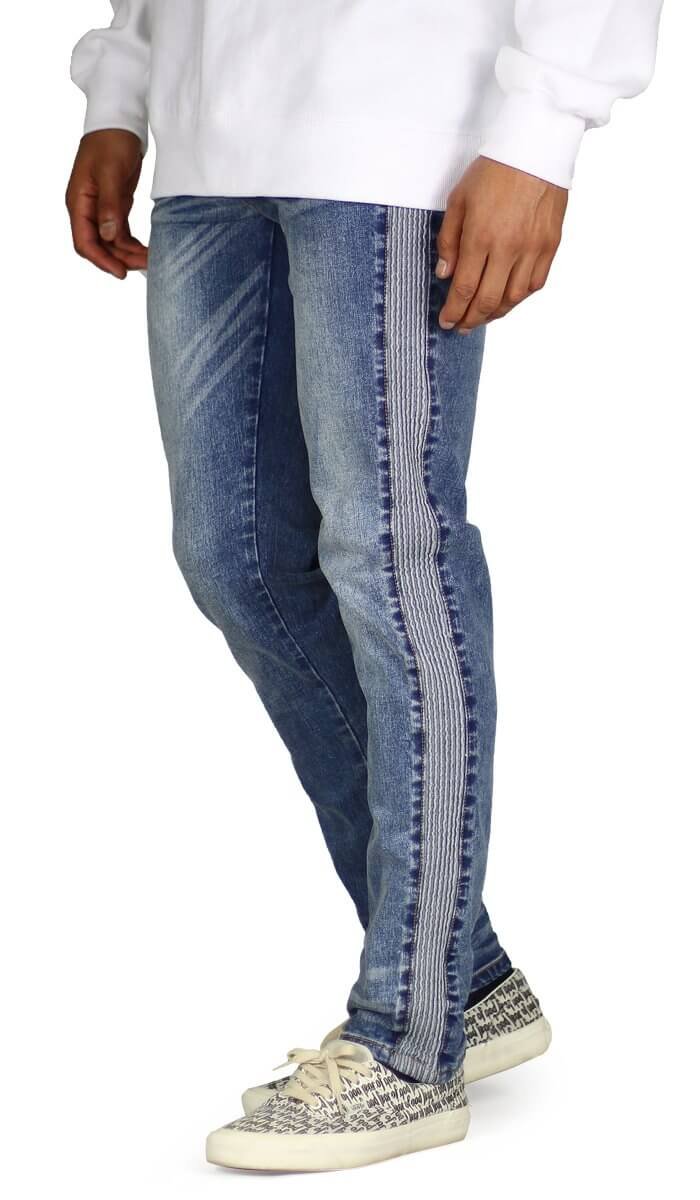 M.Blue Biker Track Jeans - Image 2