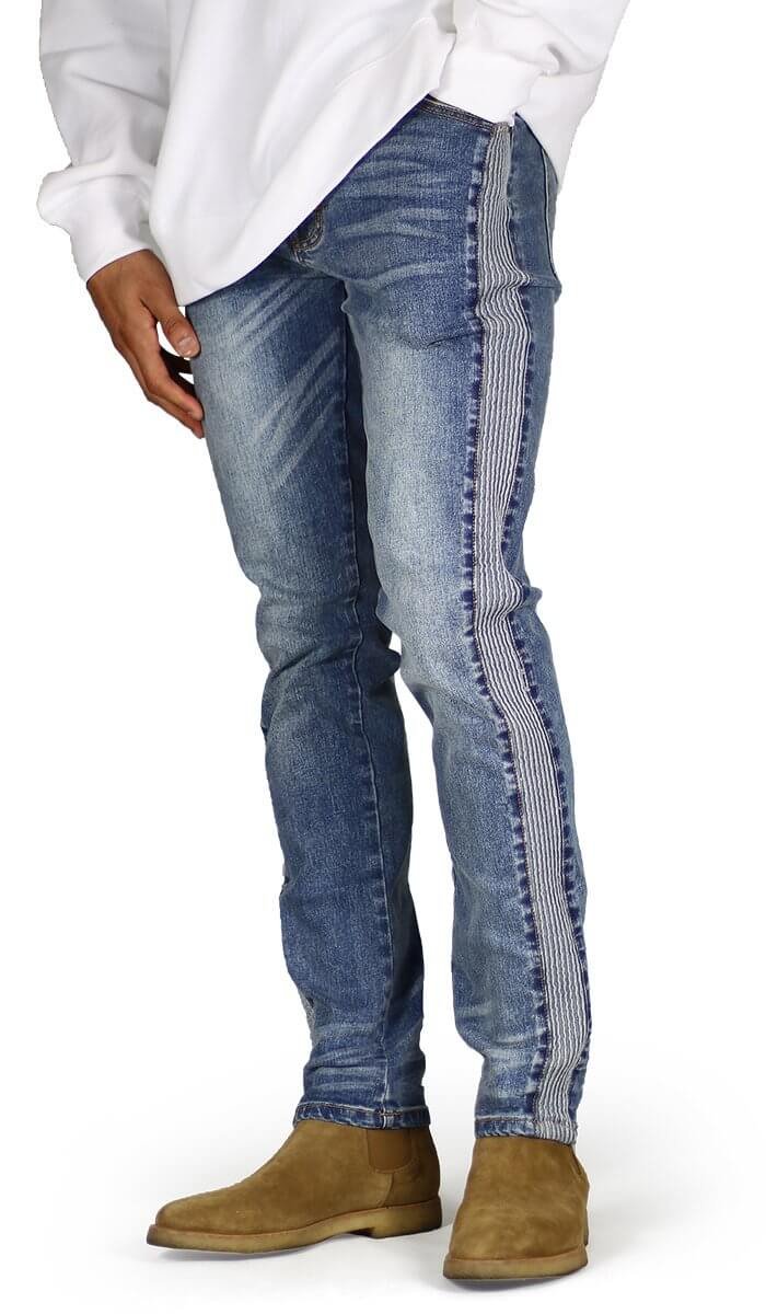 M.Blue Biker Track Jeans - Image 6