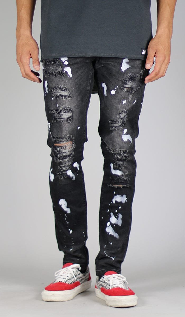 Black Rag Splatter Jeans - Image 4