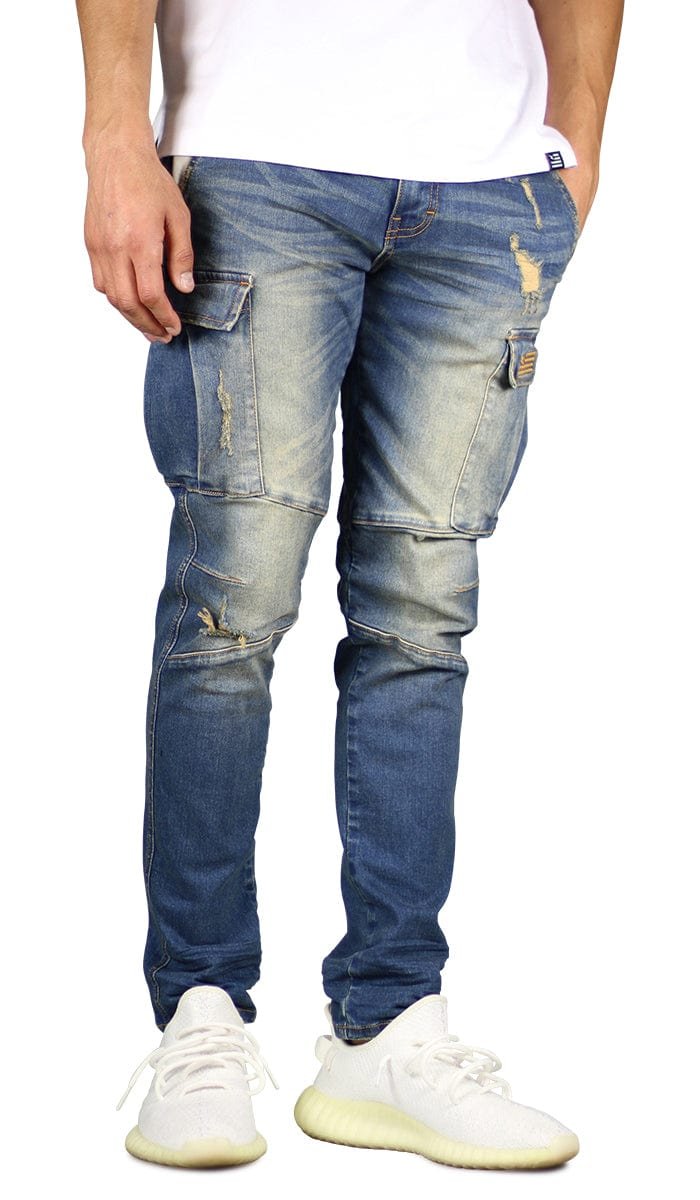 Deep Blue Cargo Jeans - Image 4