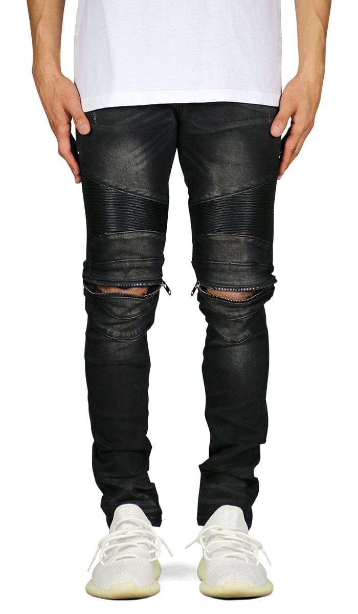 Black Moto Zipper Jeans - Image 9