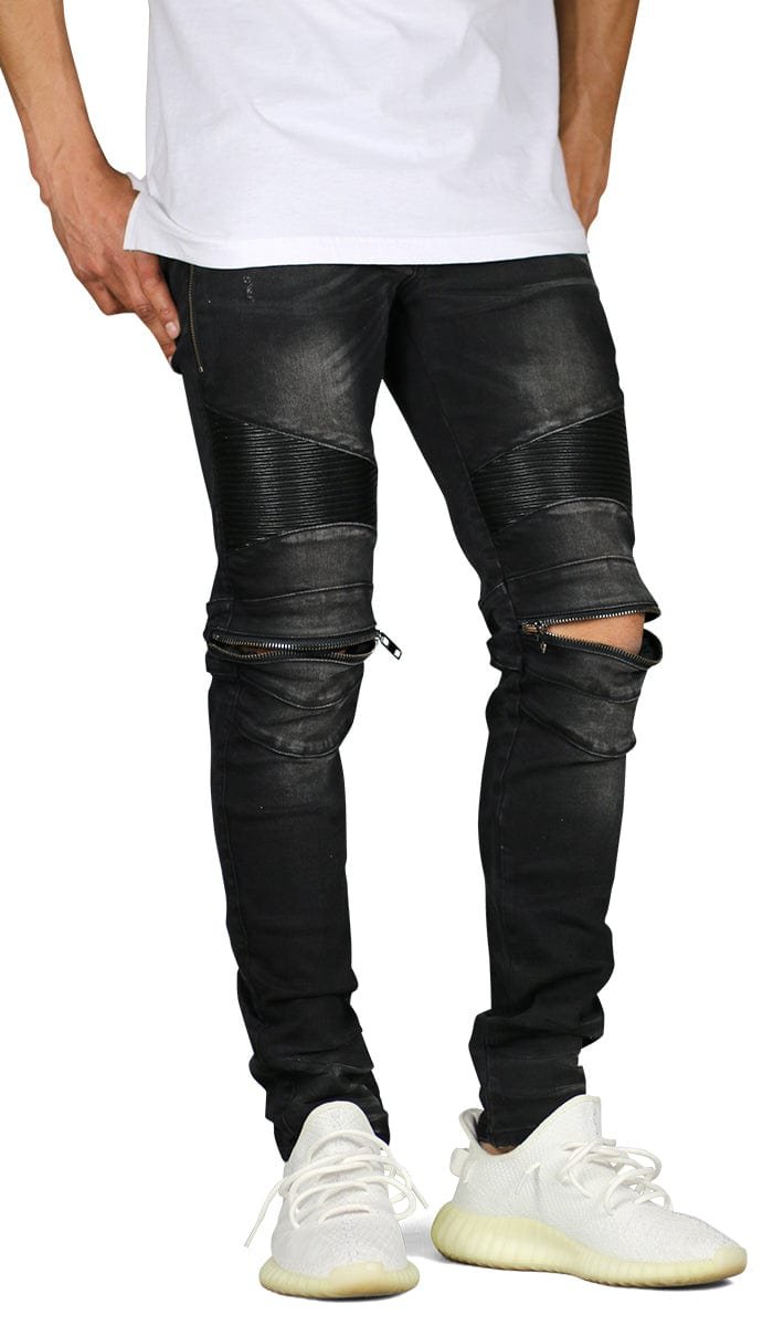 Black Moto Zipper Jeans - Image 10