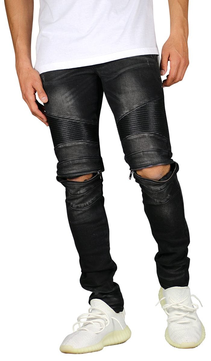 Black Moto Zipper Jeans - Image 11