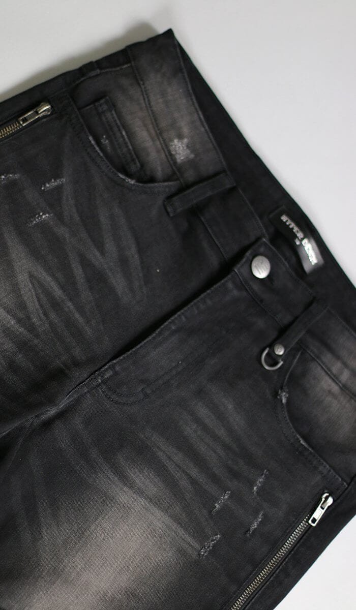 Black Moto Zipper Jeans - Image 15