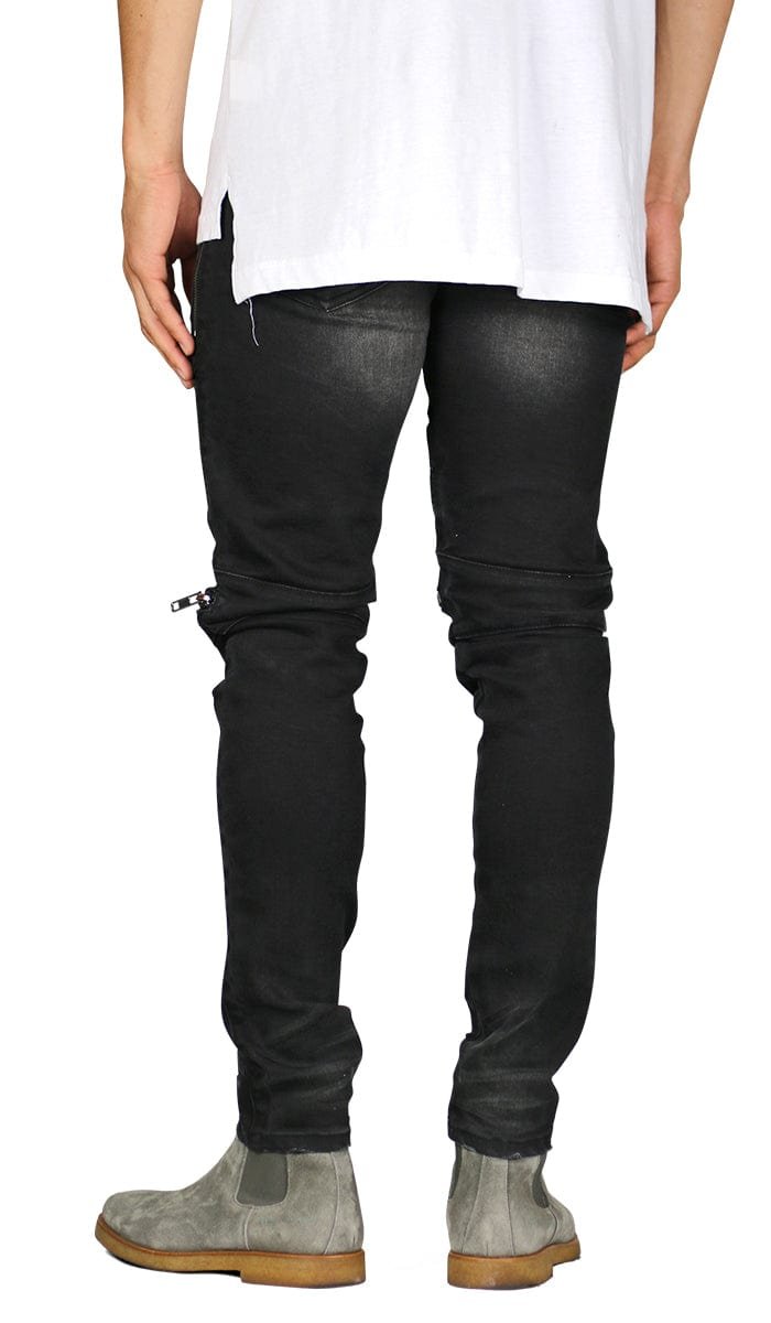 Black Moto Zipper Jeans - Image 8