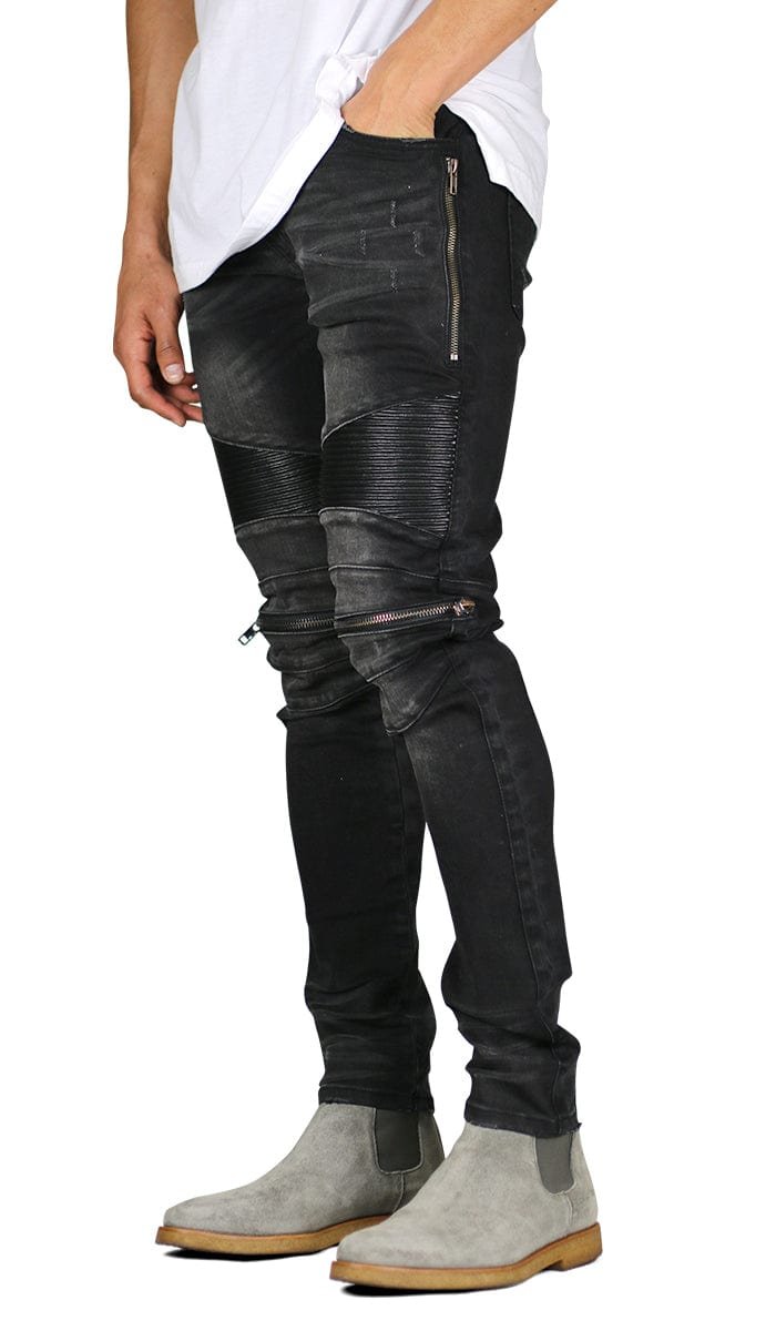 Black Moto Zipper Jeans - Image 4