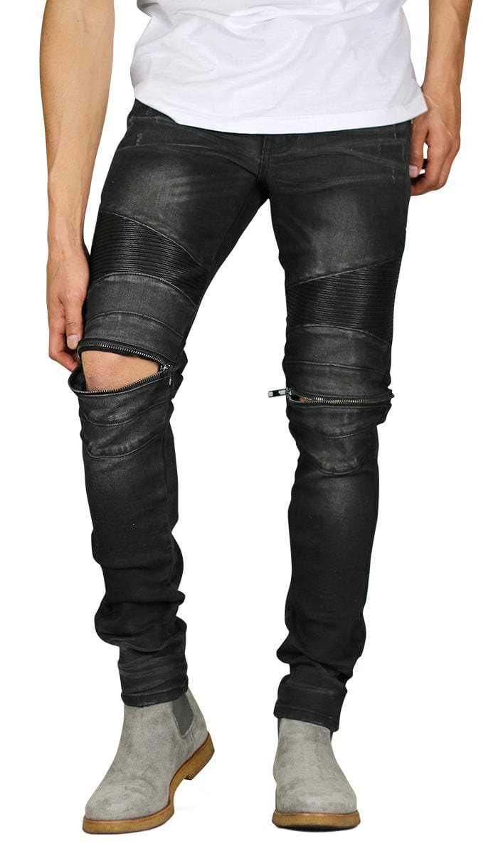 Black Moto Zipper Jeans - Image 6