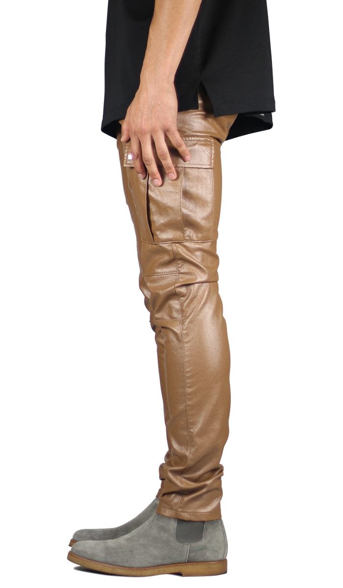 Brown Leather Cargo Pants - Image 3