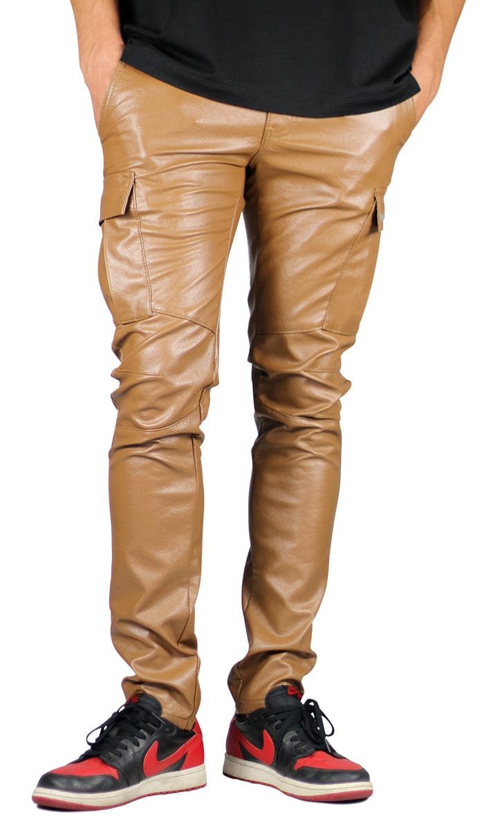 Brown Leather Cargo Pants - Image 9