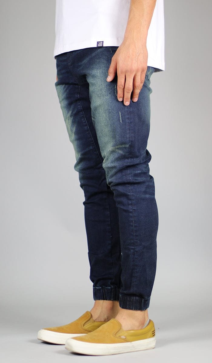 DK Blue Drop Crotch Denim Joggers - Image 2