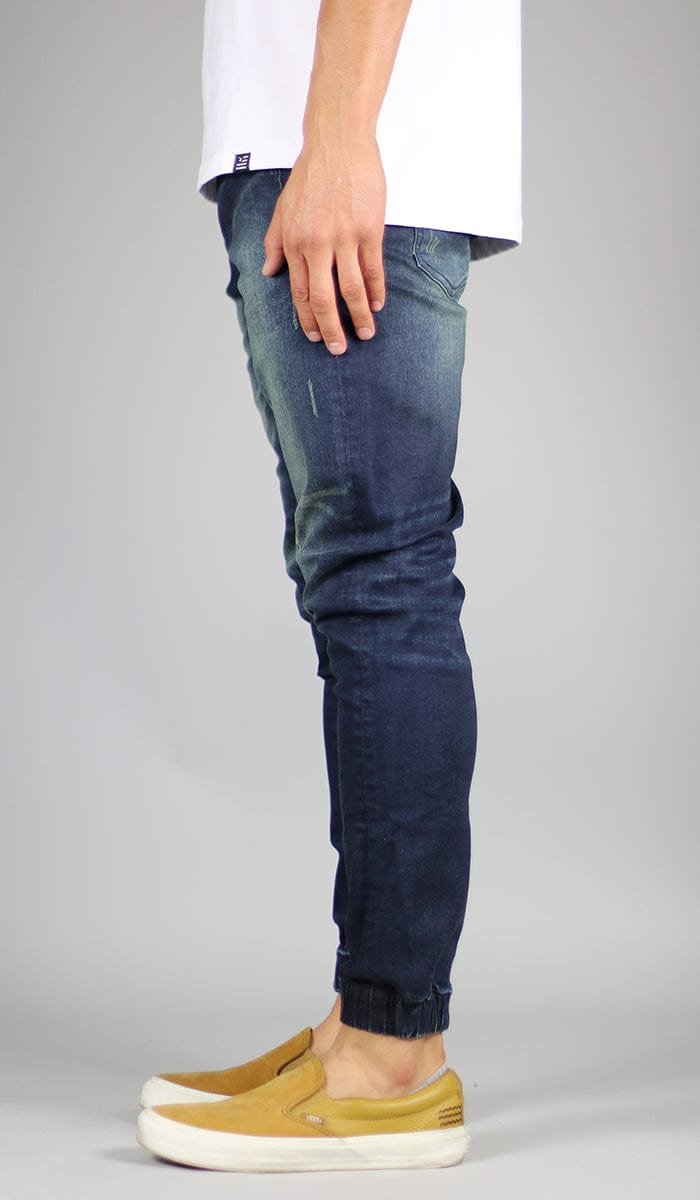 DK Blue Drop Crotch Denim Joggers - Image 3