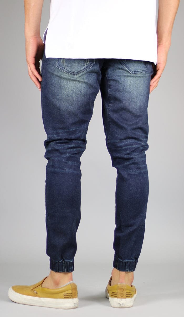 DK Blue Drop Crotch Denim Joggers - Image 4