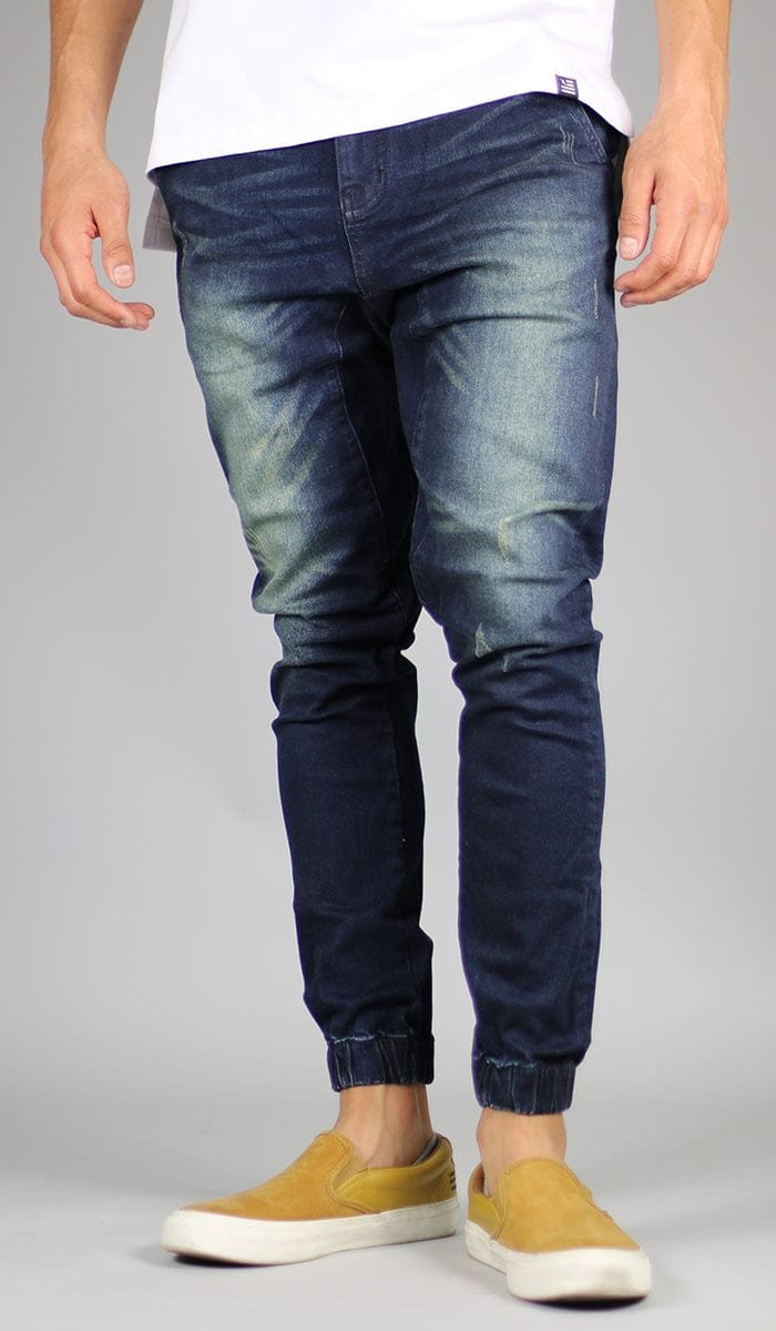DK Blue Drop Crotch Denim Joggers - Image 7