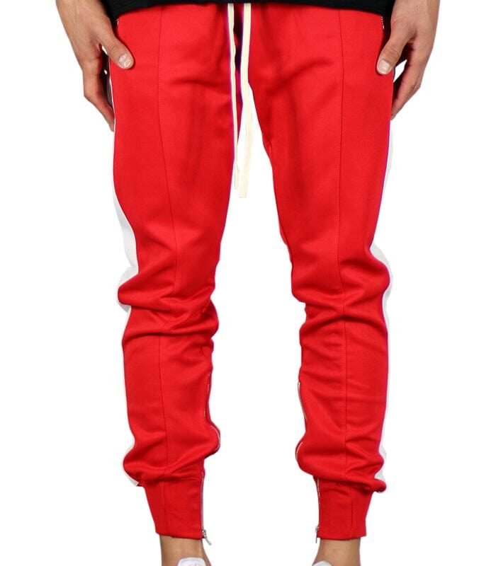 Red Track Zipper Joggers