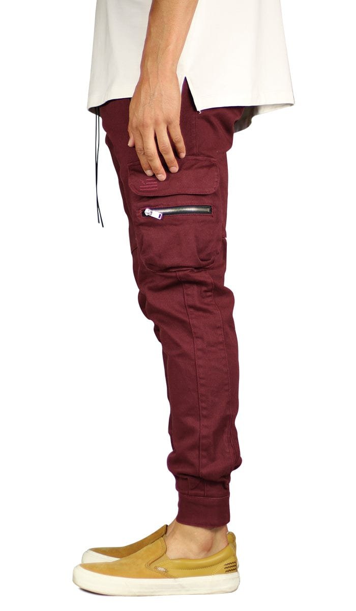 Burgundy Combat Cargo Pants - Image 3
