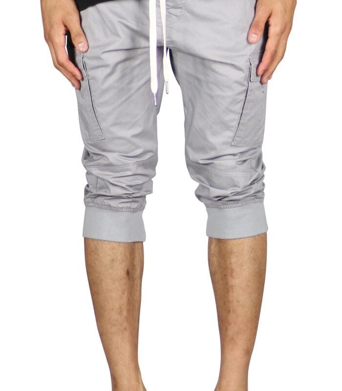 Gray Cargo Jogger Shorts