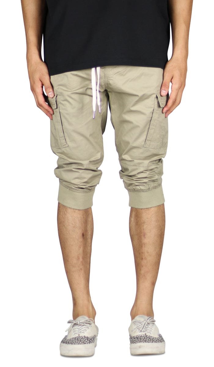 Khaki Cargo Jogger Shorts