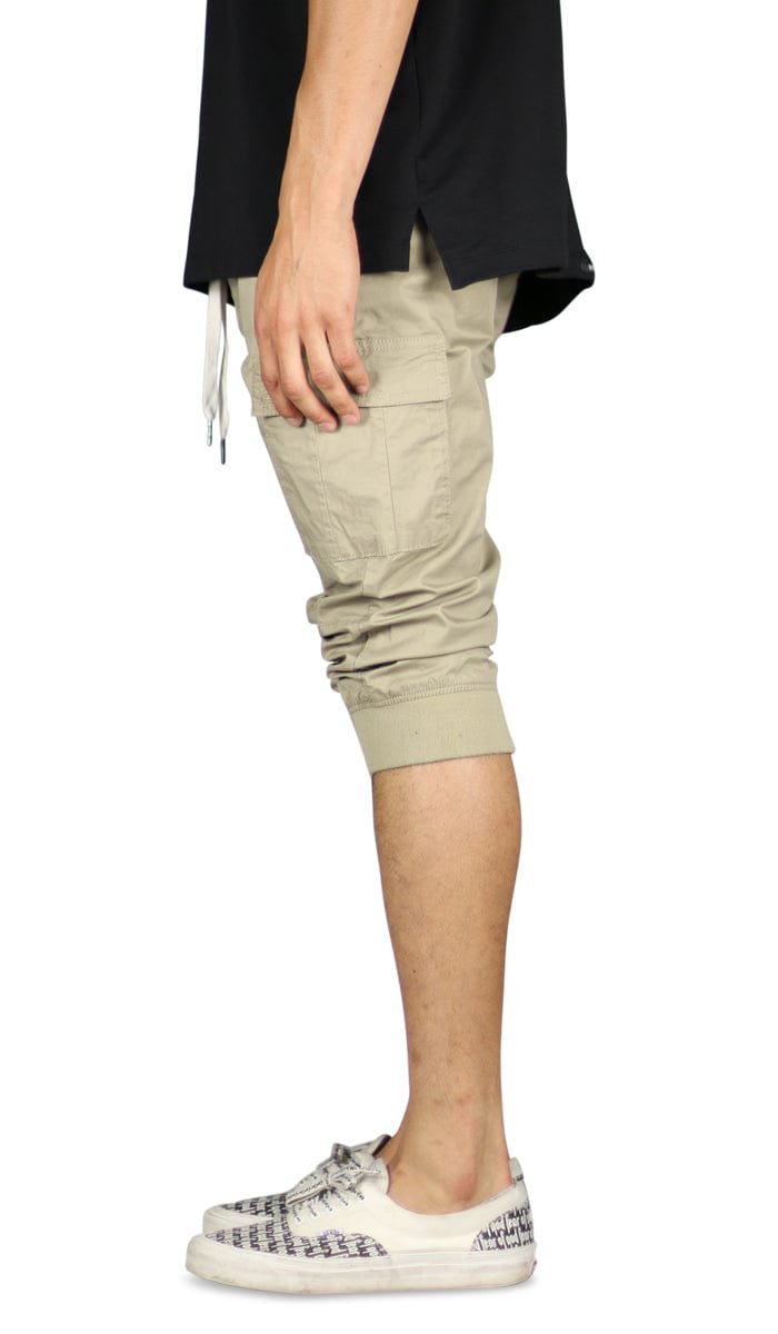 Khaki Cargo Jogger Shorts - Image 3