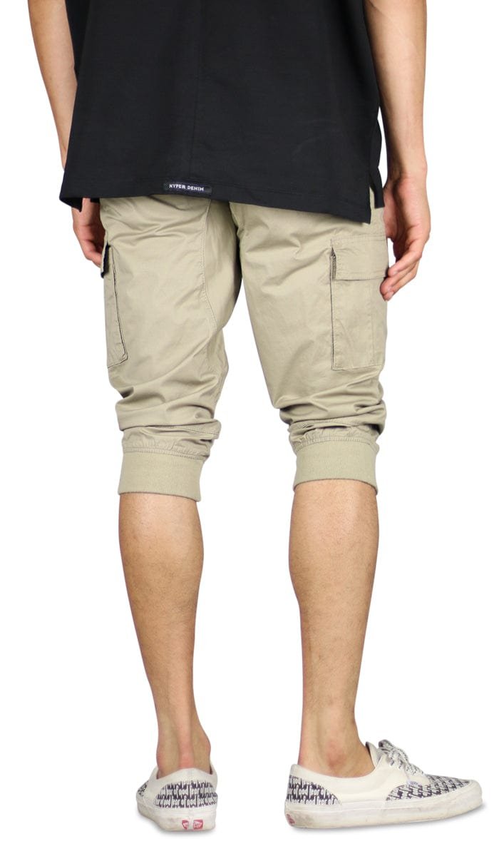 Khaki Cargo Jogger Shorts - Image 4