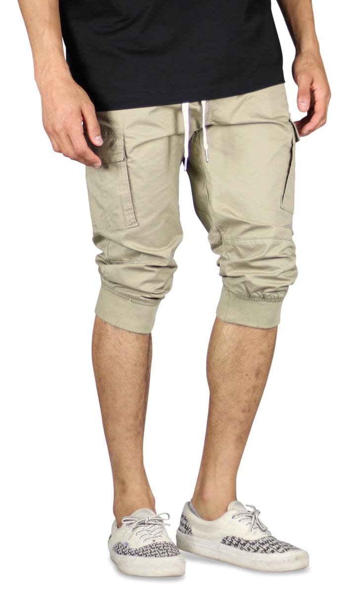 Khaki Cargo Jogger Shorts - Image 5