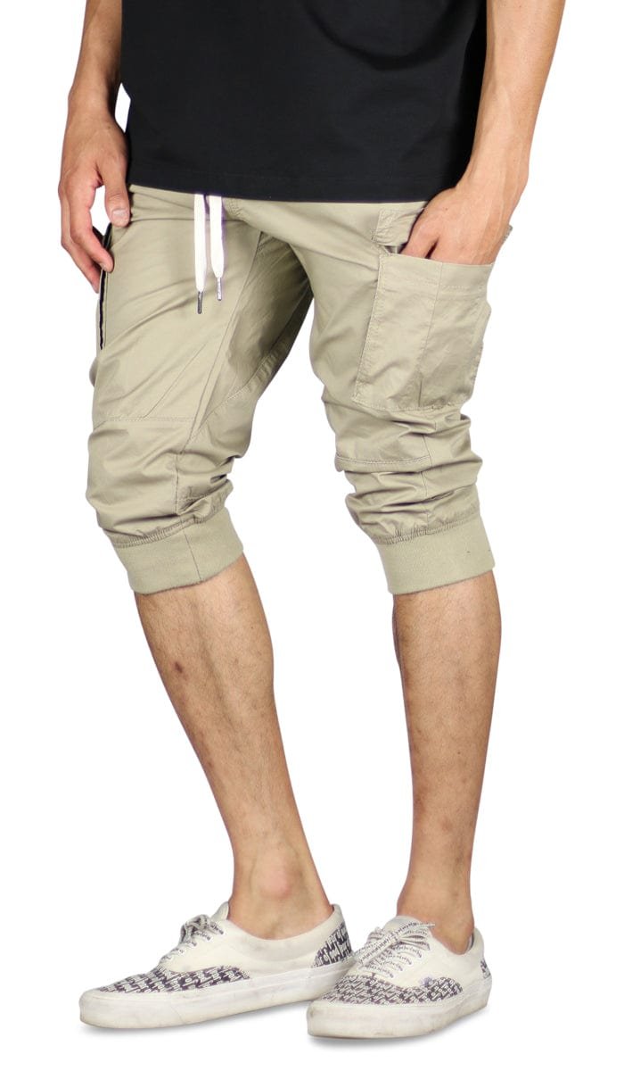 Khaki Cargo Jogger Shorts - Image 6