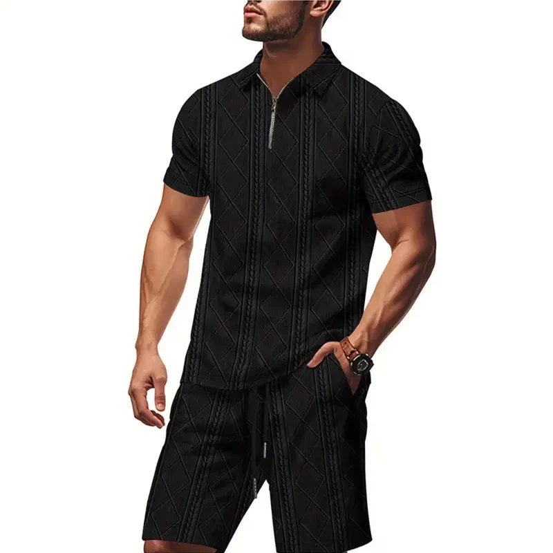 Summer New Casual Short Sleeve Shirt Shorts Two Piece