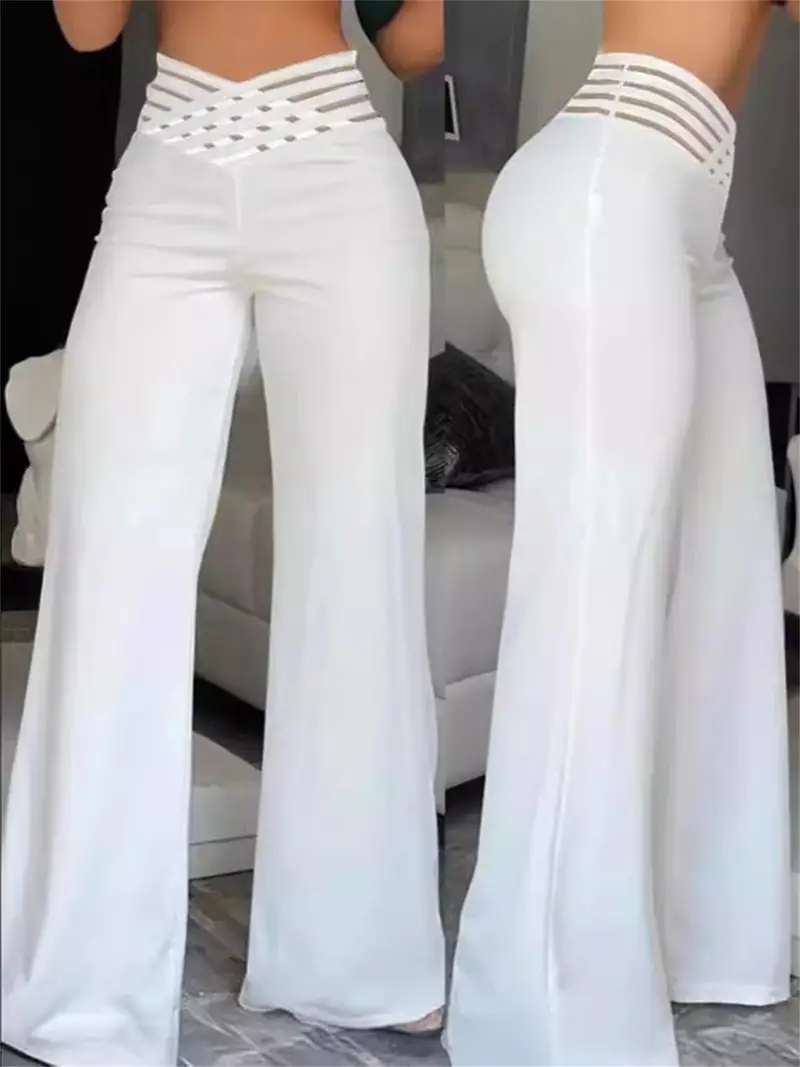 Chic High-Waist Wide Leg Pants for Women - Image 3